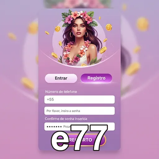 Tela de login rápido e oficial da e77 no celular